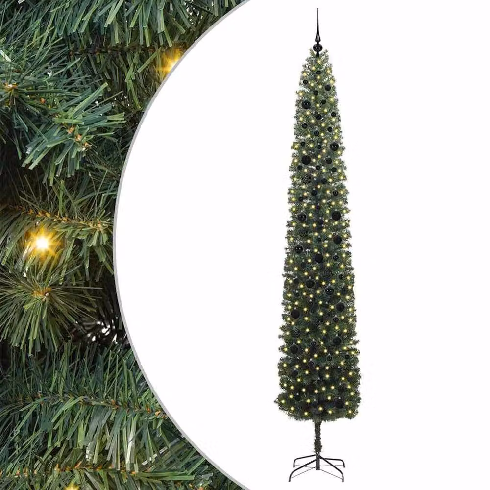 Berkfield Home Artificial Green Christmas Tree with 300 Warm White LEDs and Stand, Height: 270 cm – 2