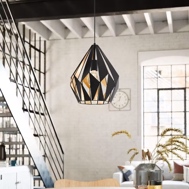Eglo Carlton 1 Vintage Pendant Lamp in Black and Gold/Brass – 4