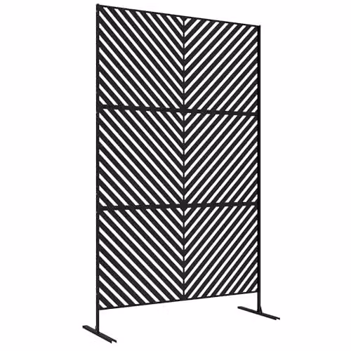 Outsunny Metal Outdoor Privacy Screen Garden Divider in Black, H 198 x W 122 x D 45 cm