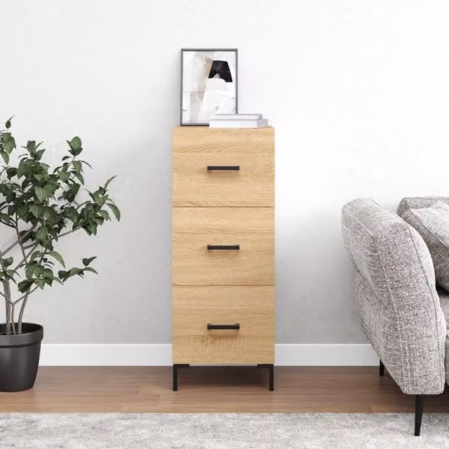 Berkfield Home Sonoma Oak Sideboard in Brown, W/D/H: 34.5 x 34 x 90 cm
