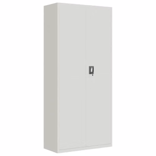 vidaXL Metal File Cabinet in Grey with Lock and Adjustable Shelves, W/D/H: 90 x 40 x 200 cm