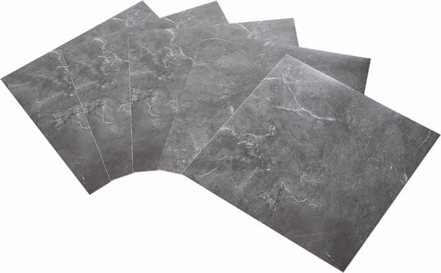 Livingandhome 12-Piece Grey Marble-Texture Self-Adhesive PVC Flooring Tiles