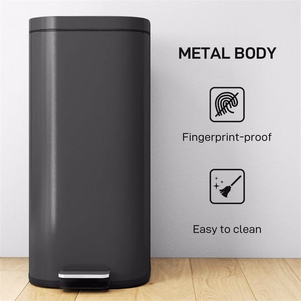 Nordara 30L Black Metal Kitchen Pedal Bin with Lid and Removable Inner Bucket – 5