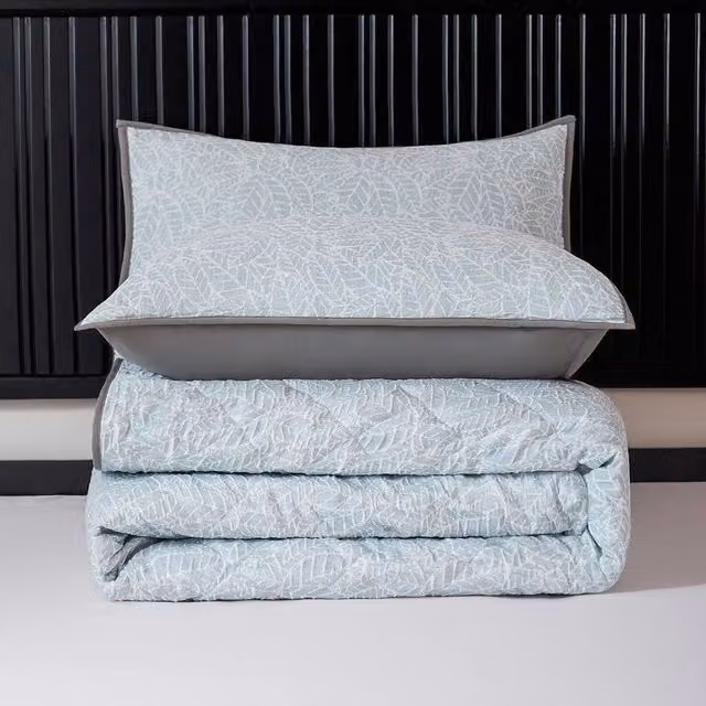 Velosso Ayda Jacquard Floral Quilted Bedspread Set in Blue