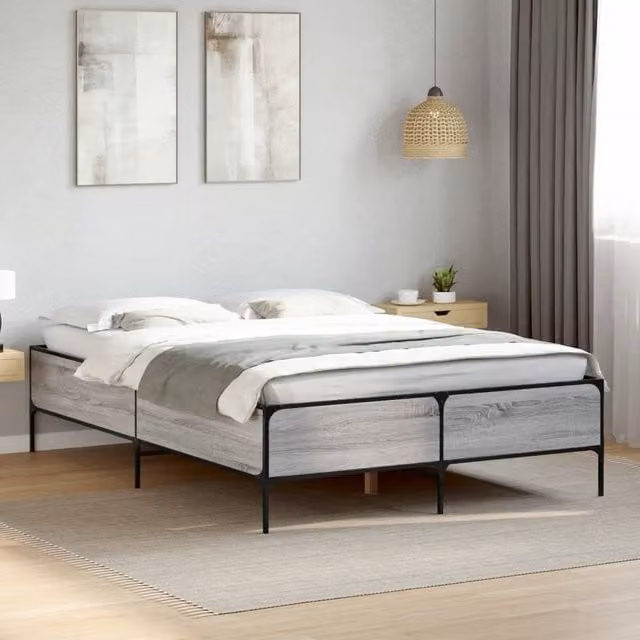 Berkfield Home Sonoma Small Double Bed Frame in Grey, W/D/H: 120 x 190 cm – 1