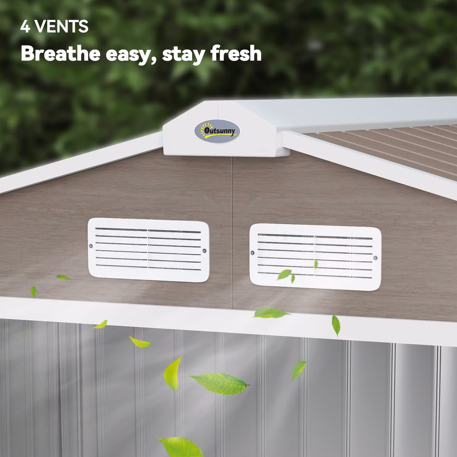 Outsunny Brown Metal Garden Shed with Lockable Double Doors and Floor Foundation, W: 213.36 cm, D: 121.92 cm, H: 119.0 cm – 7