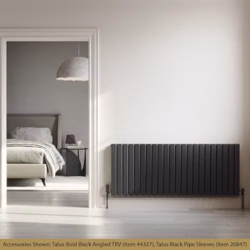 UK Radiators Typhoon Black Flat Tube Horizontal Designer Radiator, H 60 cm x W 149.6 cm – 2