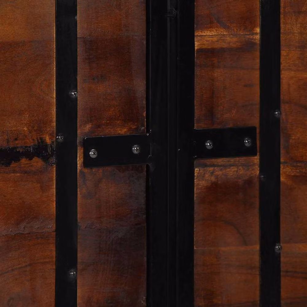 Berkfield Home Industrial Headboard in Brown Reclaimed Wood and Iron, Width: 140 cm – 5