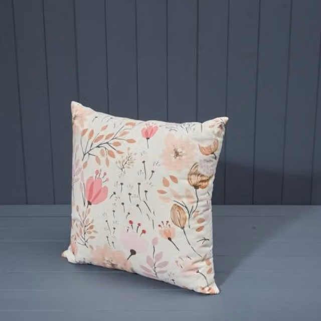 KDMD Multicolour Floral Printed Square Cotton Cushion with Removable Washable Cover