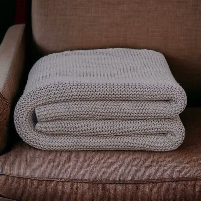 Artisan Furniture Grey Knitted Double Throw