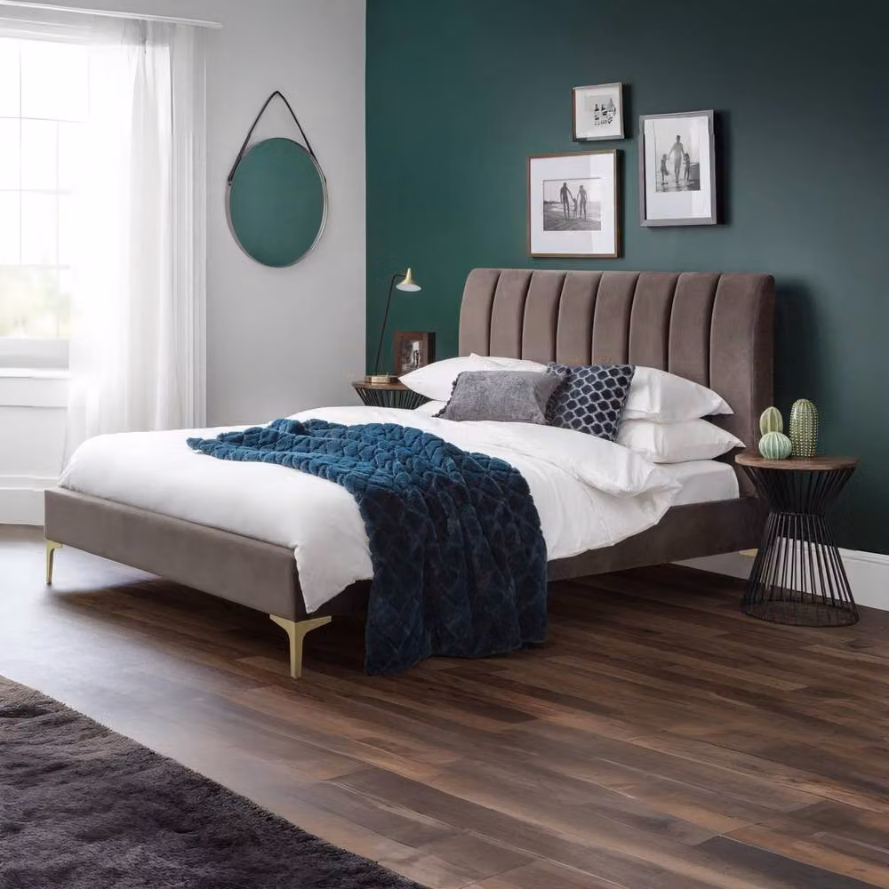 Cheshire Premium Pecan Upholstered Bed in Brown, Double (Width: 135 cm) – 3