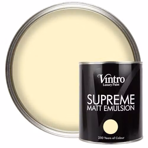 Vintro Luxury Matt Emulsion Multi Surface Paint in Pale Yellow Isabella, 1L – 1