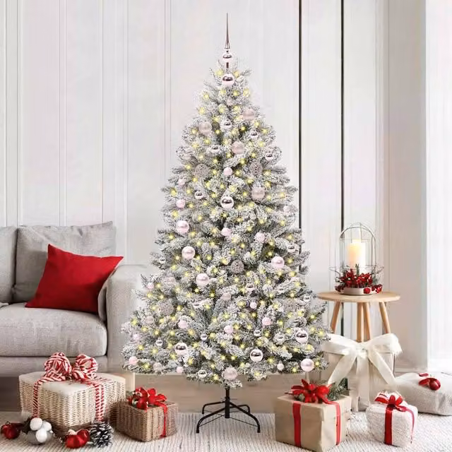 Berkfield Home Artificial Christmas Tree in Green and White, Height: 180 cm