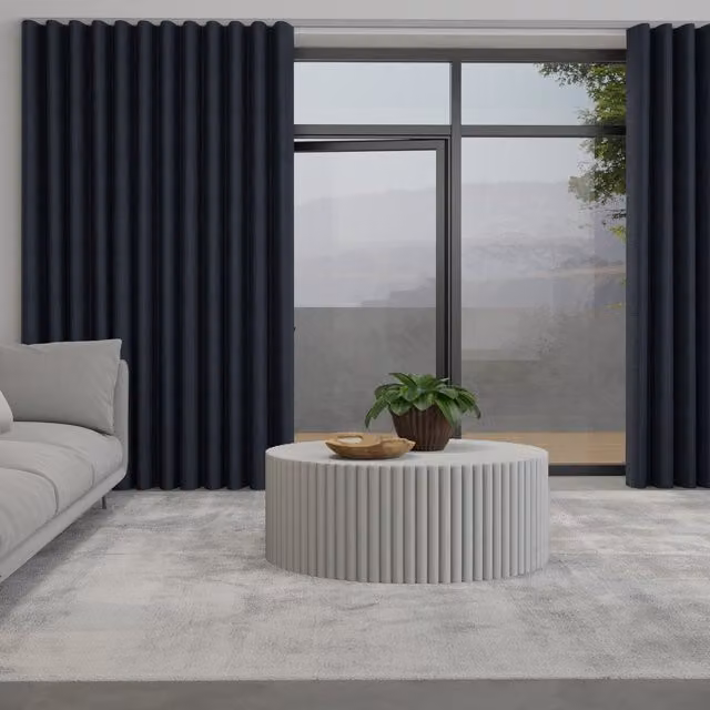 Terrys Mika Made to Measure Wave Blackout Fabric Curtain Panel in Black