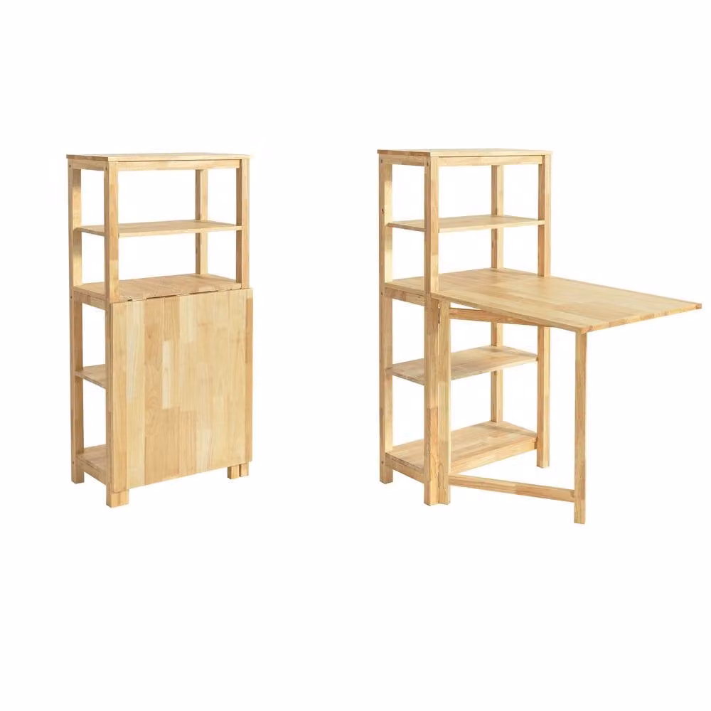 SoBuy Foldable Bar Table in Natural Brown Solid Wood with Rustic Farmhouse Design