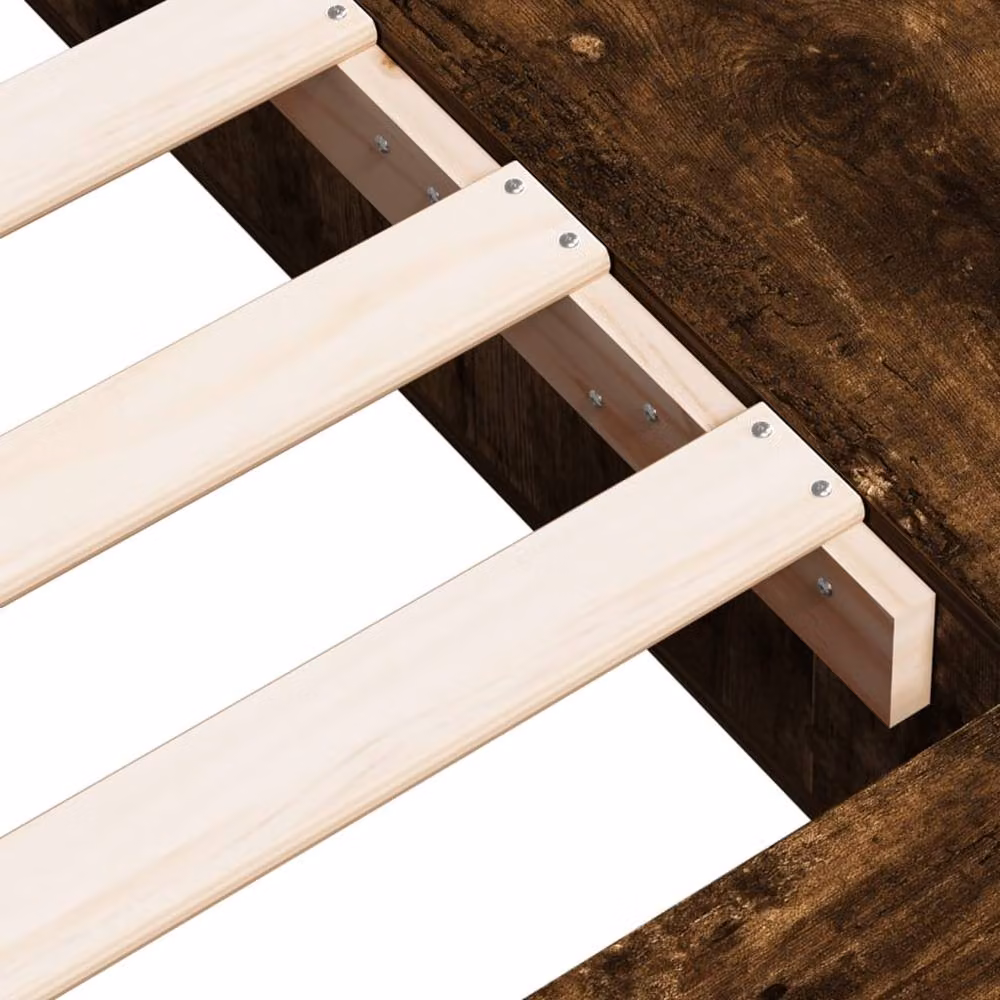 Berkfield Home Durable Bed Frame in Smoked Oak Brown, W/D/H: 90 x 200 cm – 4