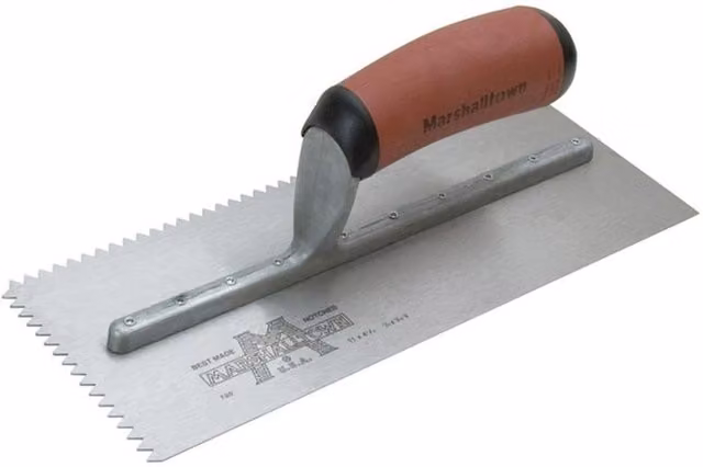 Marshalltown M701sd V 3 16in Notched Trowel with Durasoft Handle, Multicolour