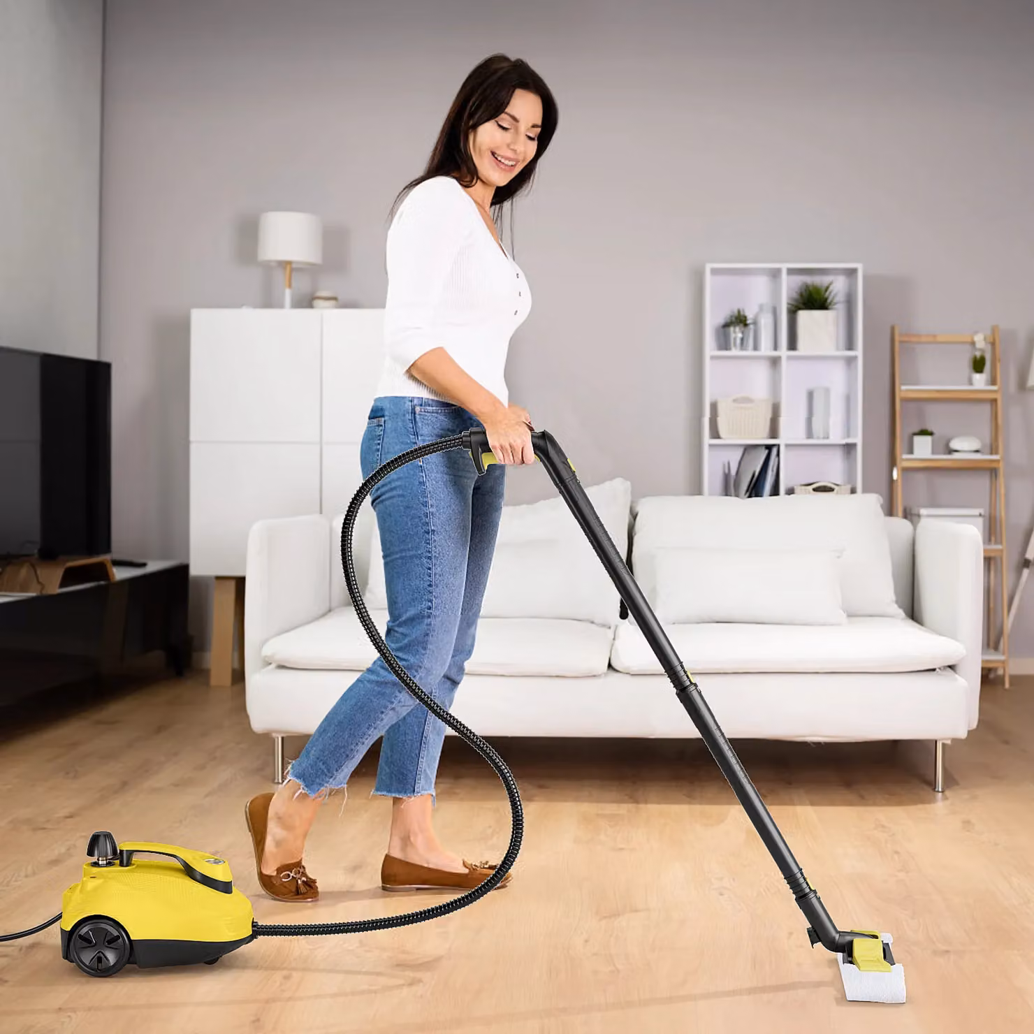 Costway Handheld Steam Cleaner with 1.8L Water Tank, 2000W, Yellow – 2