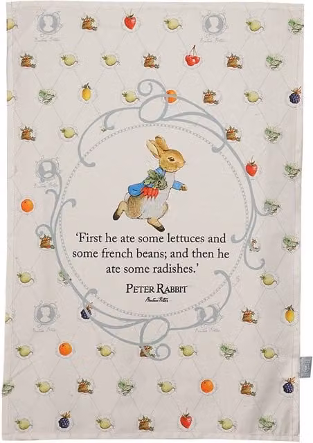 Peter Rabbit Highly Absorbent White Cotton Tea Towel