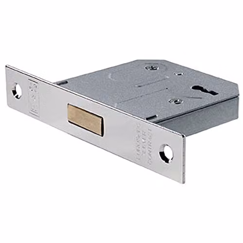 Loops 76mm 3 Lever BS Mortise Deadlock with Square Forend in Silver Nickel Plated Finish
