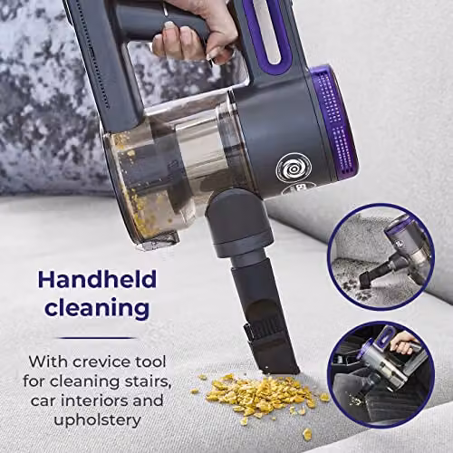 Tower Pro Corded 3-in-1 Stick Vacuum Cleaner with Cyclonic Suction and HEPA 13 Filter, Grey and Blue – 3