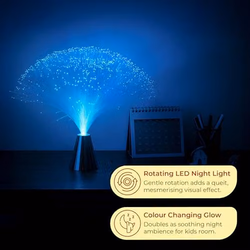 Innoteck Multicolour Fibre Optic LED Lamp with Rotating Effect, Battery Operated Night Light, H: 33.0 cm, W: 8.0 cm, D: 8.0 cm – 2