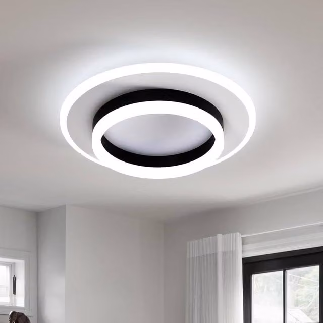 Goeco Modern Round LED Ceiling Light, 28 W, 6500 K Cool White, Black – 1