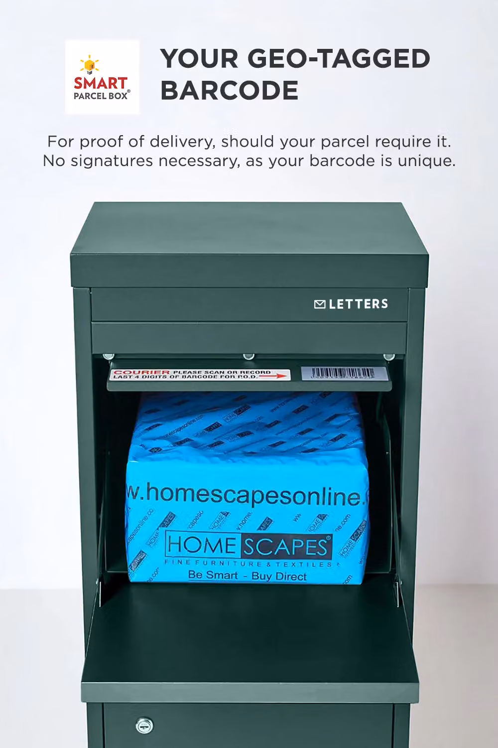 Homescapes Smart Parcel Box Large Front Access Secure Delivery Box in Green, W: 102.5 cm, D: 41.5 cm, H: 38.5 cm – 6