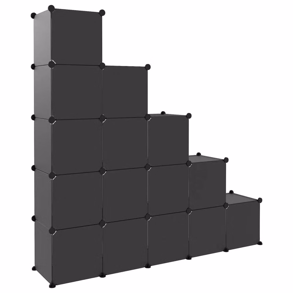 Berkfield Home 15-Cube Storage Organiser with Doors in Black – 2