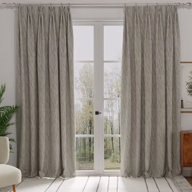 Terrys Linear Made to Measure Striped Blackout Fabric Panel Curtain in Silver