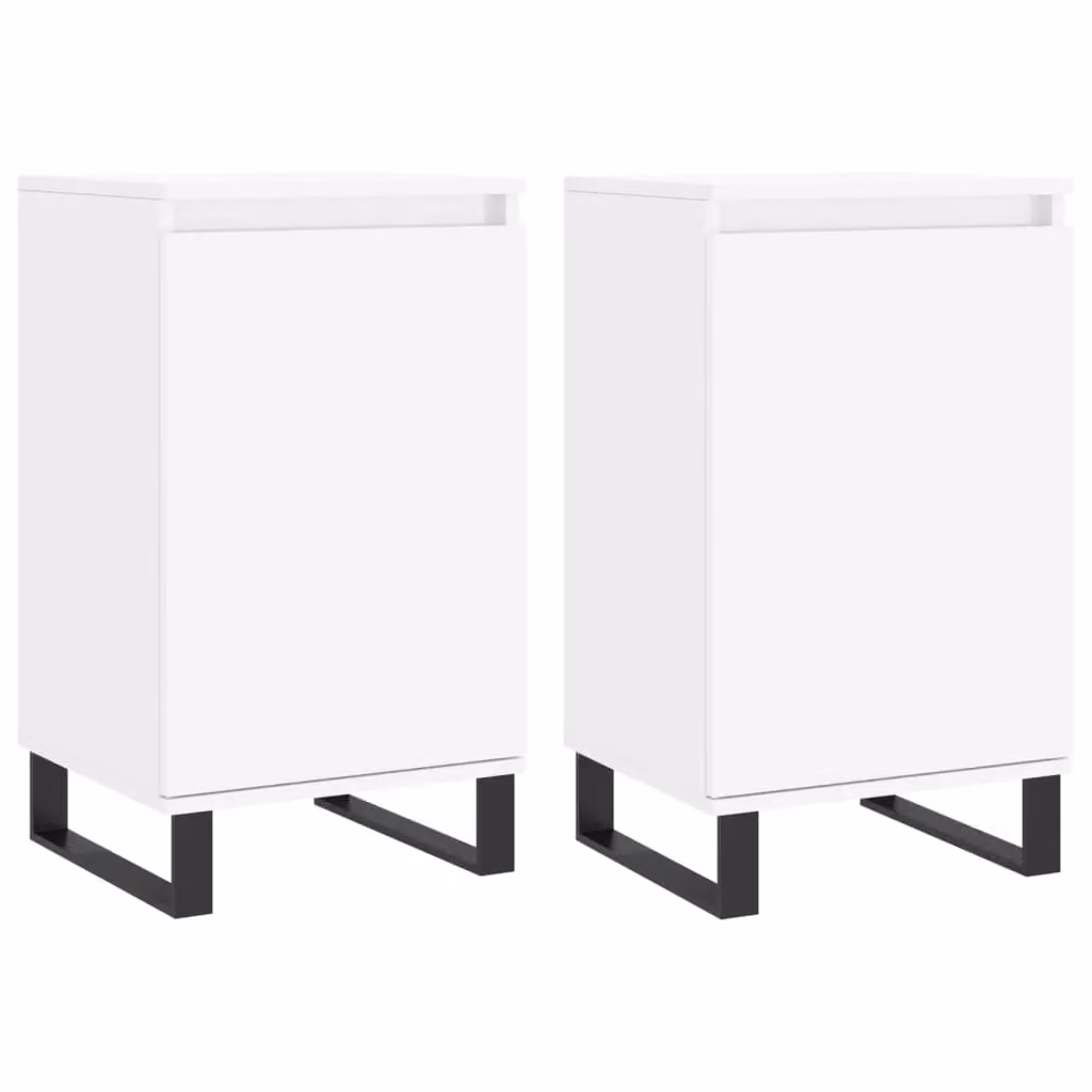Berkfield Home Set of 2 Modern Sideboards in White and Black Engineered Wood, W/D/H: 40 x 35 x 70 cm – 2