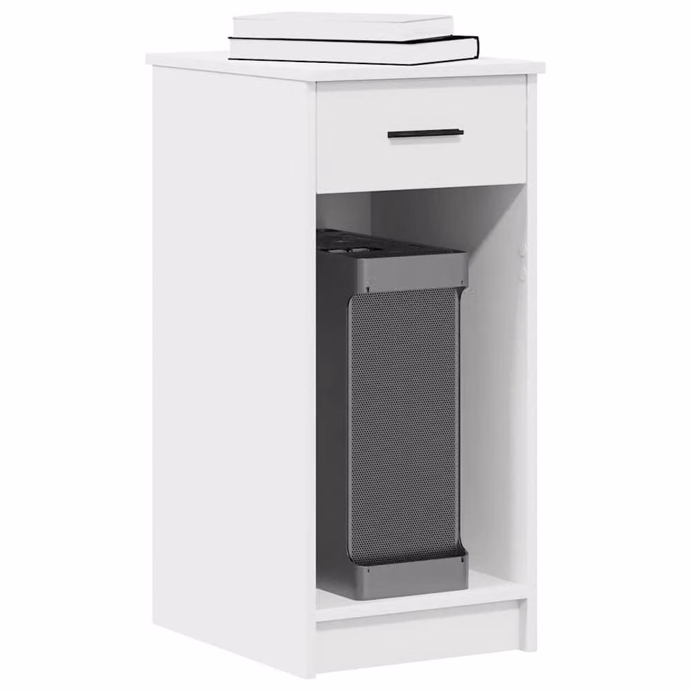 Berkfield Home Durable Computer Tower Stand with Drawer in White, W/D/H: 35 x 45 x 77 cm – 2