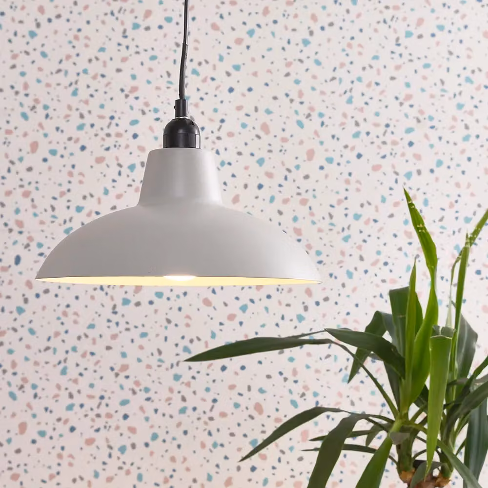 ValueLights Civic Pair of Grey Metal Retro Ceiling Pendant Shades – 2