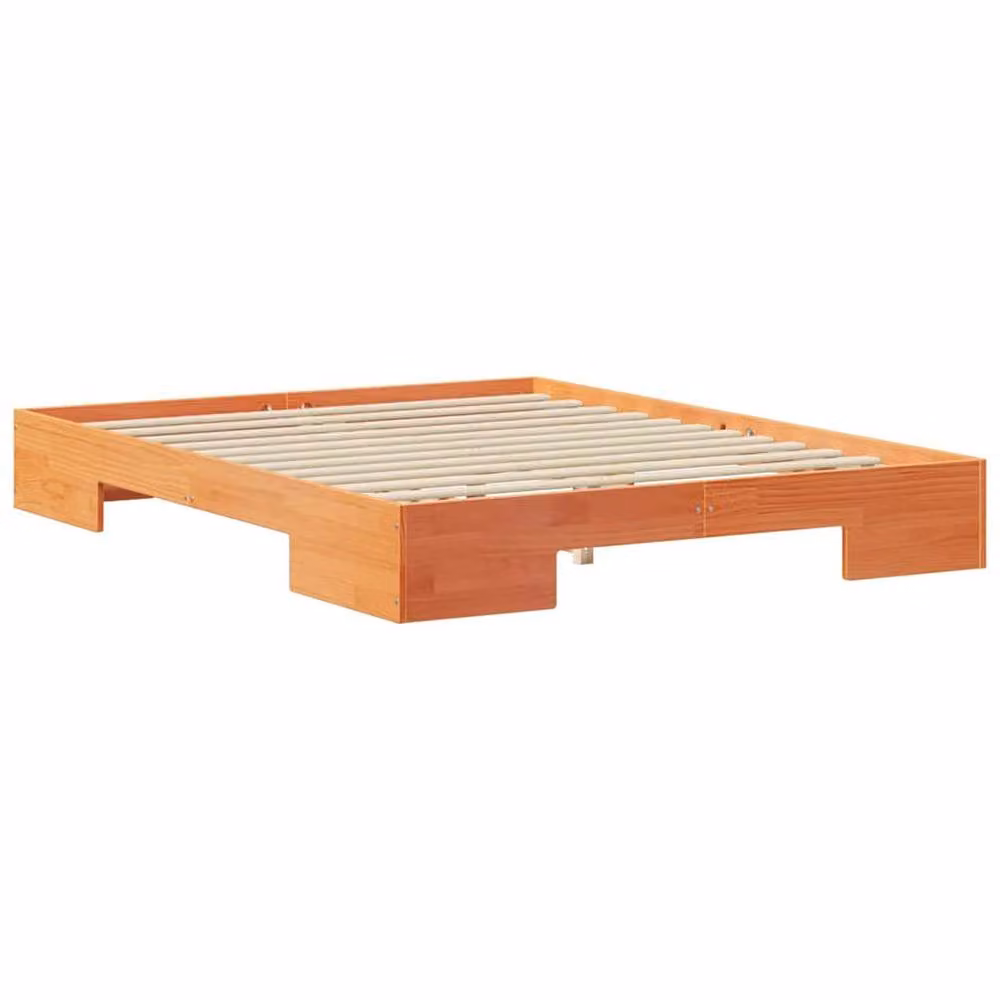 Berkfield Home Solid Wood Floor Bed Frame with Storage Drawers in Brown, W/D/H: 160 x 200 cm – 3