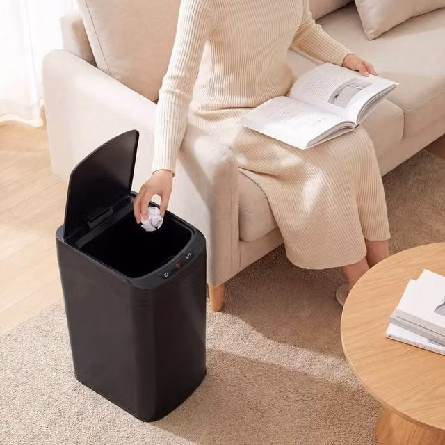 KORVIXA Black Automatic Touchless Motion Sensor Kitchen Bin W/D/H: 60 x 23 x 42.1 cm
