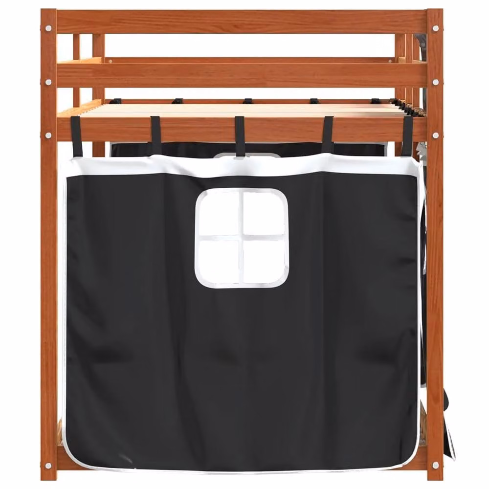 Berkfield Home Solid Wood Pine Bunk Bed in White and Black, W/D/H: 90 x 200 cm – 2