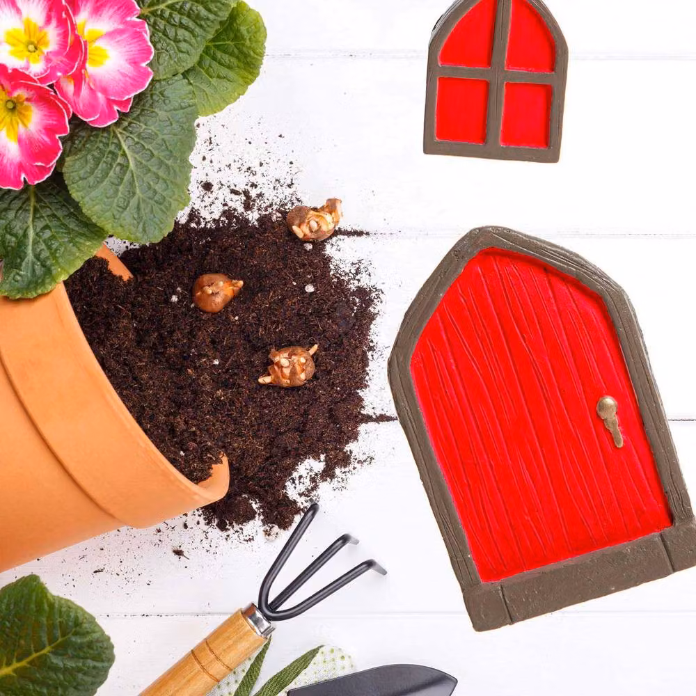 VFM e-Store Red Fairy Door and Window Miniature Set for Enchanted Gardens and Christmas Scenes – 3