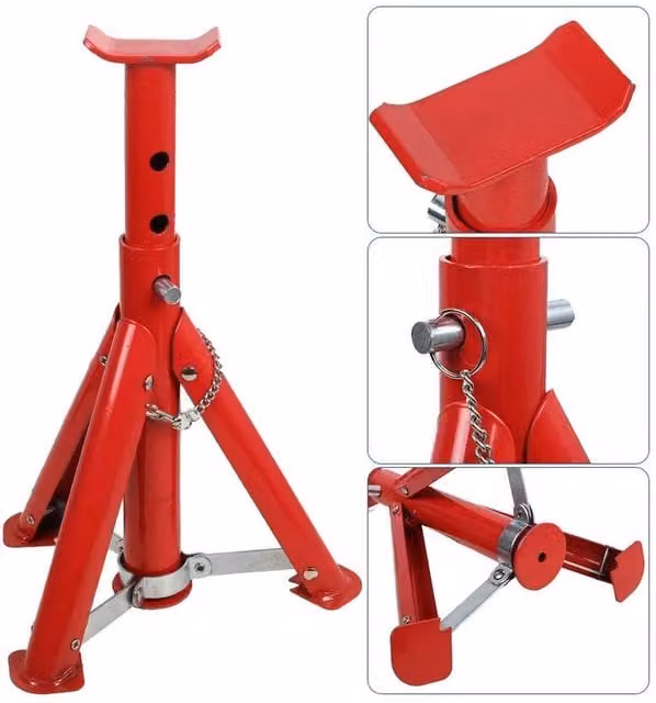 SPETLEK 3 Ton Heavy Duty Steel Axle Stand Ratchet Jack in Red, H: 100 cm, W: 40 cm
