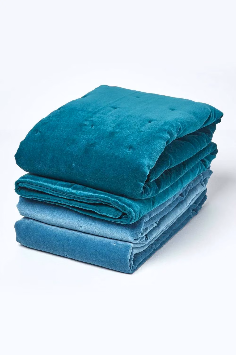 Homescapes Velvet Quilted Cotton Throw in Green, W/D/H: 125 x 150 cm – 3