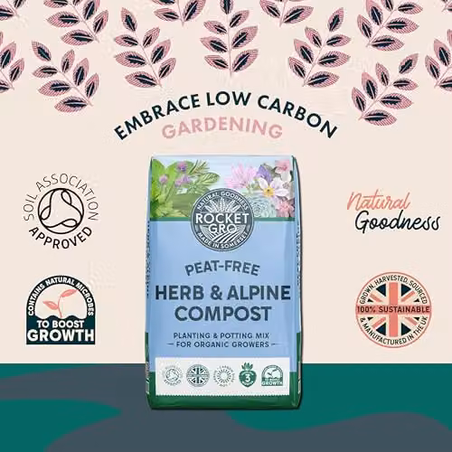 RocketGro Organic Herb and Alpine Compost, 20L Peat-Free Soil Mix with Cornish Grit – 2