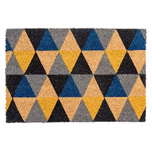 Nicola Spring Geometric Coir Door Mat, Multicolour, W: 60 cm, D: 40 cm – 1