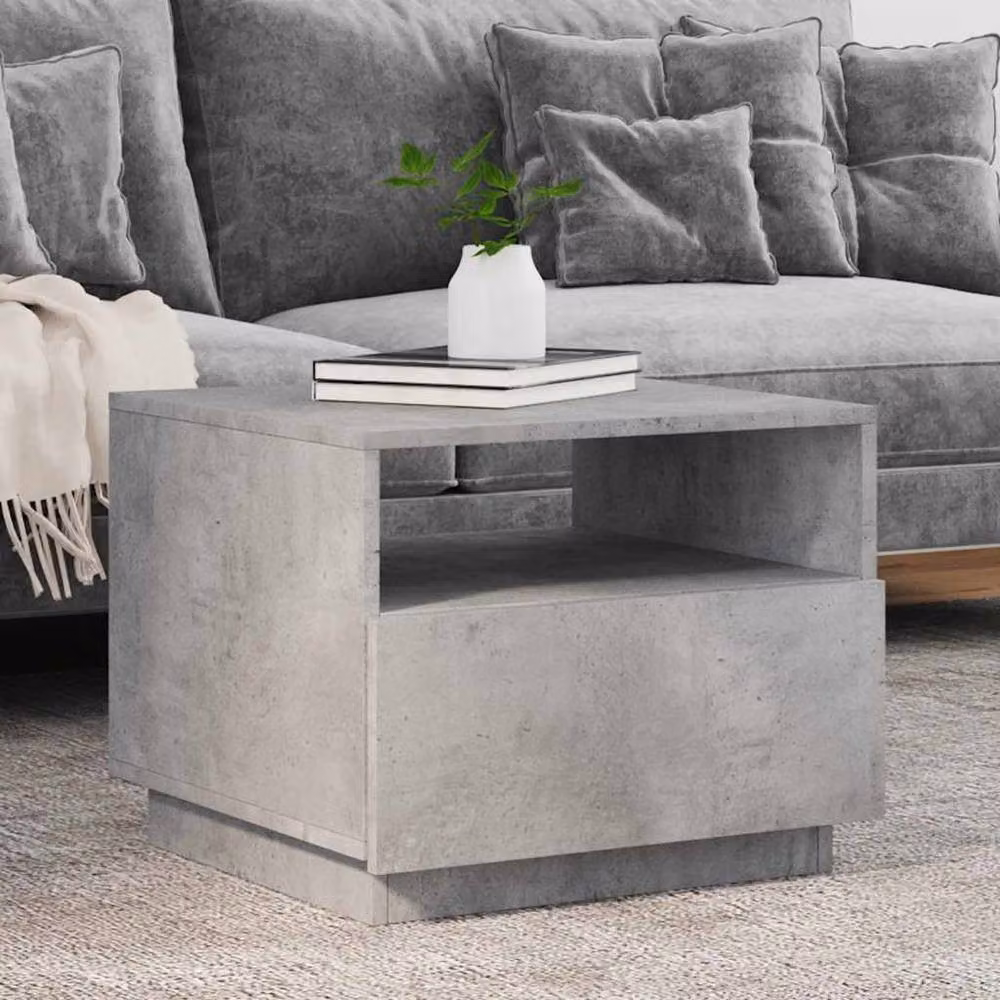 Berkfield Home Modern Coffee Table with LED Lights in Concrete Grey, W/D/H: 50 x 49 x 40 cm – 2