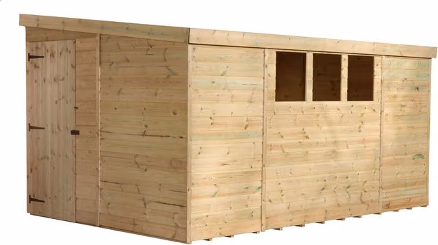Empire Sheds Empire 3000 Green Pent Garden Wood Shed with Single Door and 3 Windows