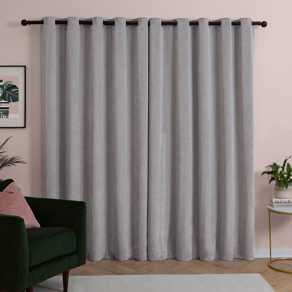 Furn Soft Chenille Blackout Eyelet Curtains in Silver, Width: 117 cm, Drop: 137 cm – 2