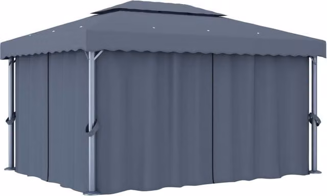 Berkfield Home Anthracite Aluminium Gazebo with Black Curtains, W: 4 m, D: 3 m