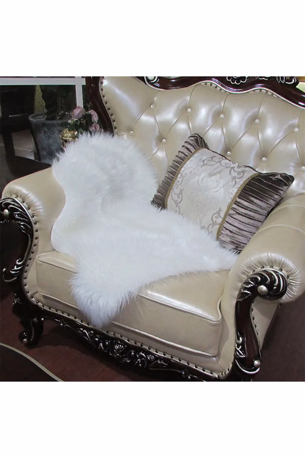 Living and Home Humberto Handmade Shag Cowhide White Rug W: 60 cm, D: 90 cm – 3
