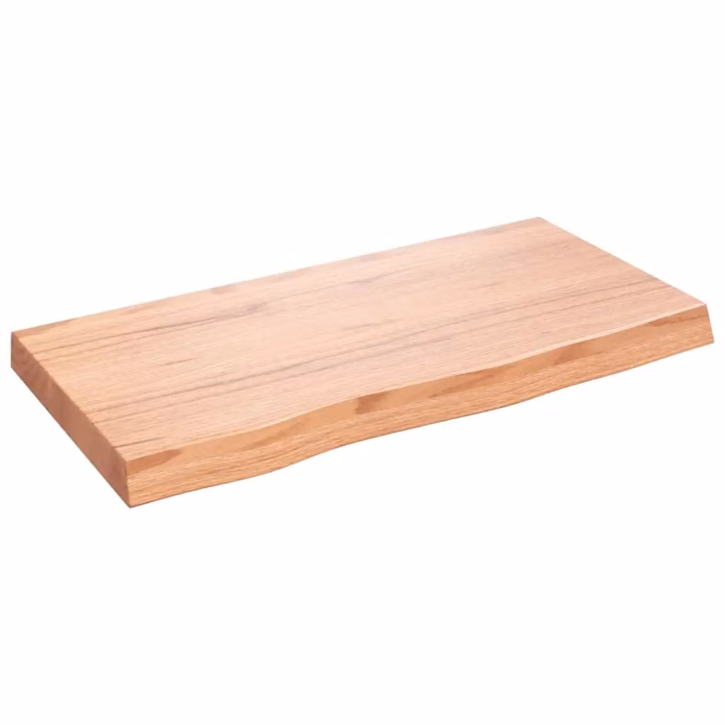 Berkfield Home Bathroom Countertop Treated Solid Wood in Light Brown, W: 80 cm, D: 40 cm, H: 2-6 cm