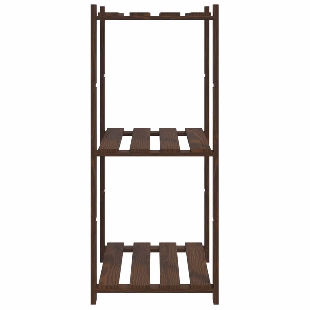 Berkfield Home 3-Tier Rustic Brown Solid Pine Wood Storage Rack, W: 60 cm, D: 38 cm, H: 90 cm – 4