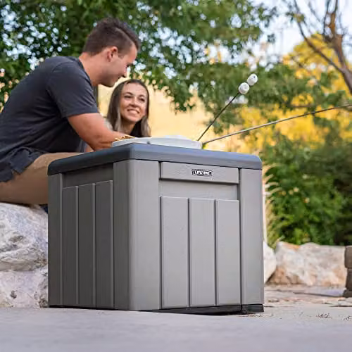 LIFETIME Grey Plastic Outdoor Storage Box with Removable Lid, W/D/H: 51 x 51 x 51 cm – 5