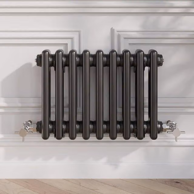 Temprazo Black Steel Wall Mounted Column Radiator H 42.5 cm x W 30 cm x D 7 cm